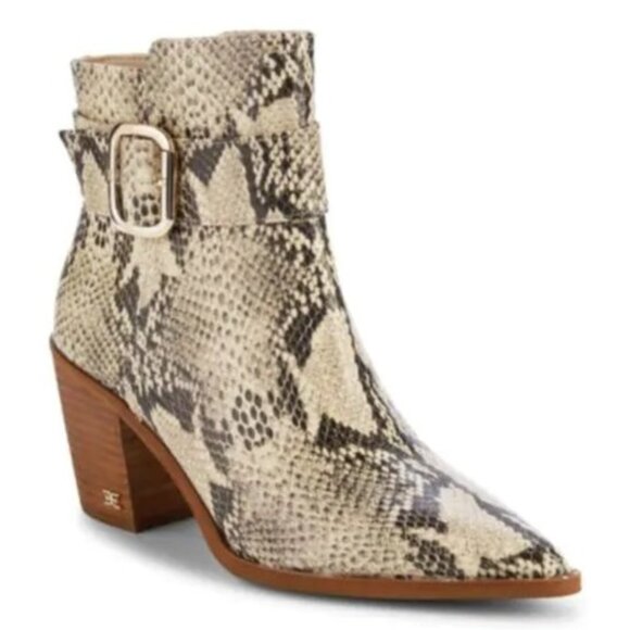NEW - Sam Edelman Leonia Snakeskin Leather Boots - Picture 1 of 7